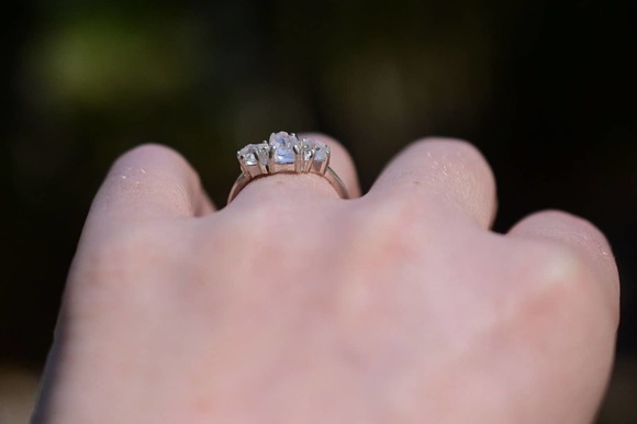 Unique One of a Kind Raw Diamond Engagement Ring Size 8 Rough Natural Di… - Picture 5 of 6